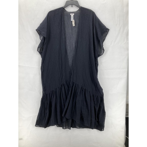 Aerie Kimono Dress Womens One Size Black Ruffle Hem Open Front Sheer Coverup NWT - Picture 1 of 13